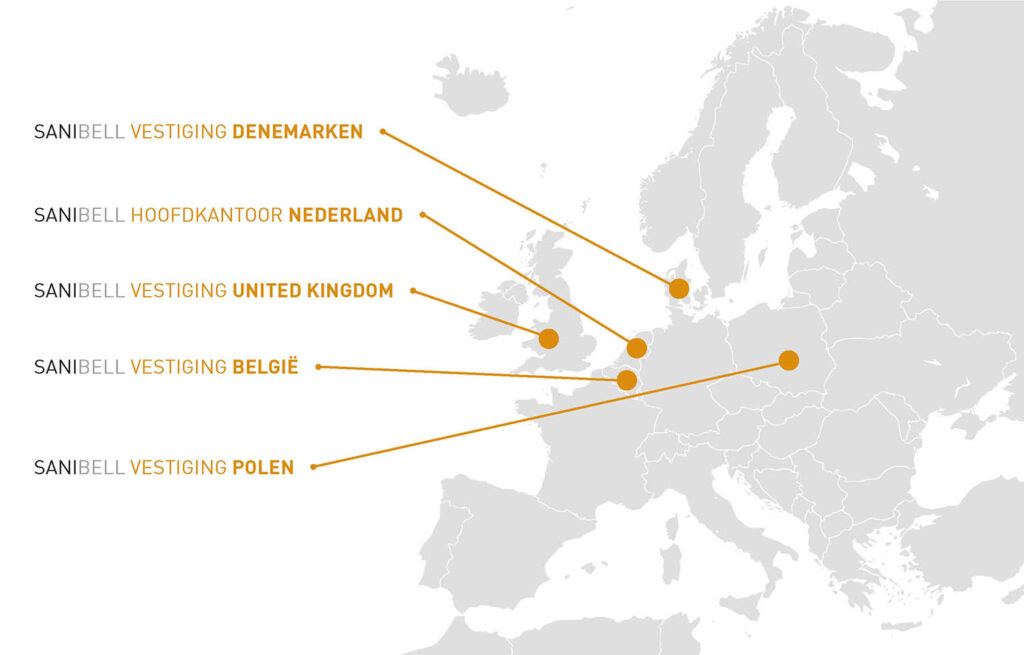 a map of europe with orange dots